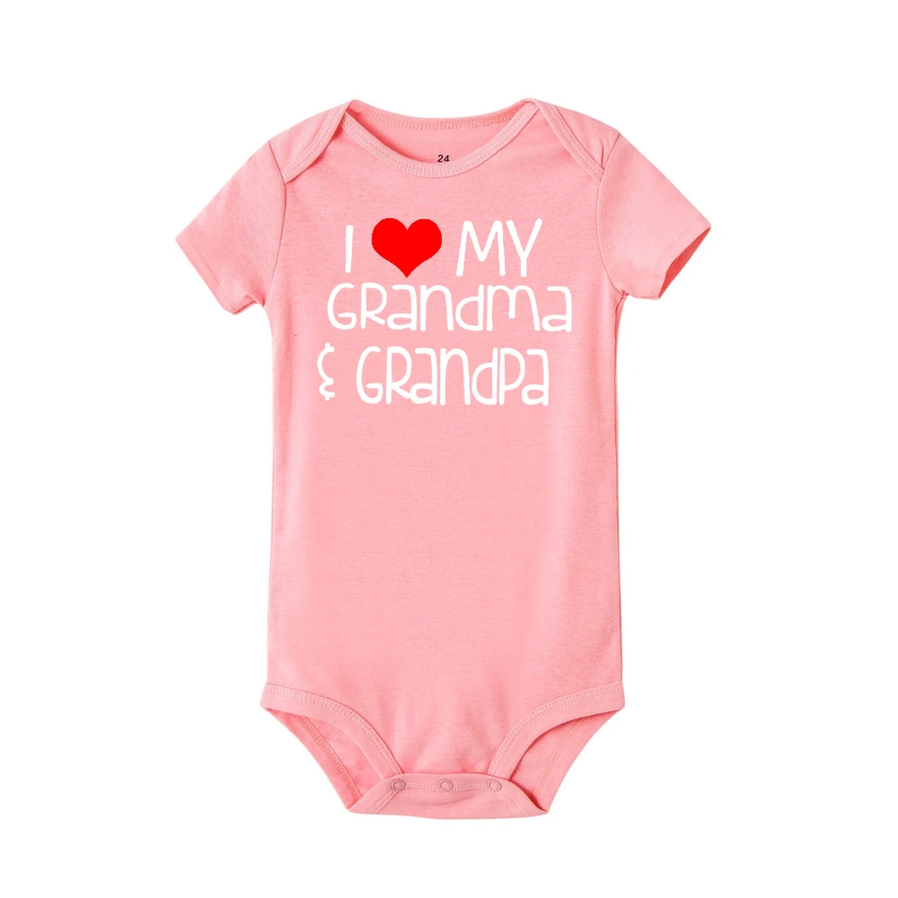 Newborn Baby Cotton Romper I Love My Grandma and Grandpa Print Funny Infant Boys Girls Soft Short Sleevd Fashion Jumpsuit Outfit