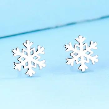 

Korean-style S925 Fine Silver Women's Snow Ear Stud Simple Shiny Side Elegant Ear Stud Christmas Earrings Sweet Silver Accessori