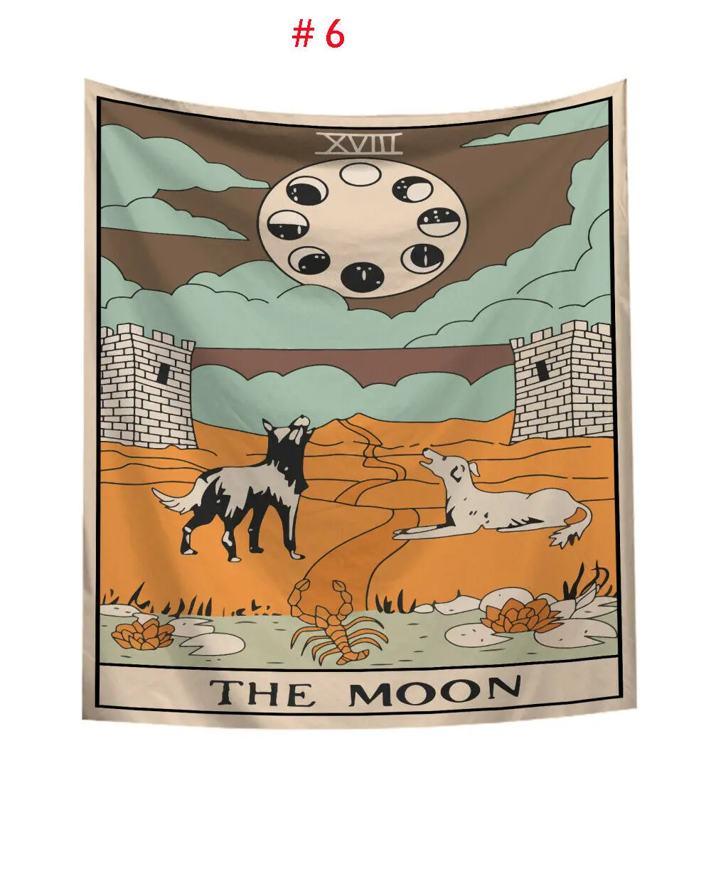 Гобелен с мандалой Таро, настенный гобелен с изменением фазы Луны, гобелены, спальное покрывало для декора, покрывало с изображением солнца, луны, Настенный декор 95x73 см - Цвет: 6