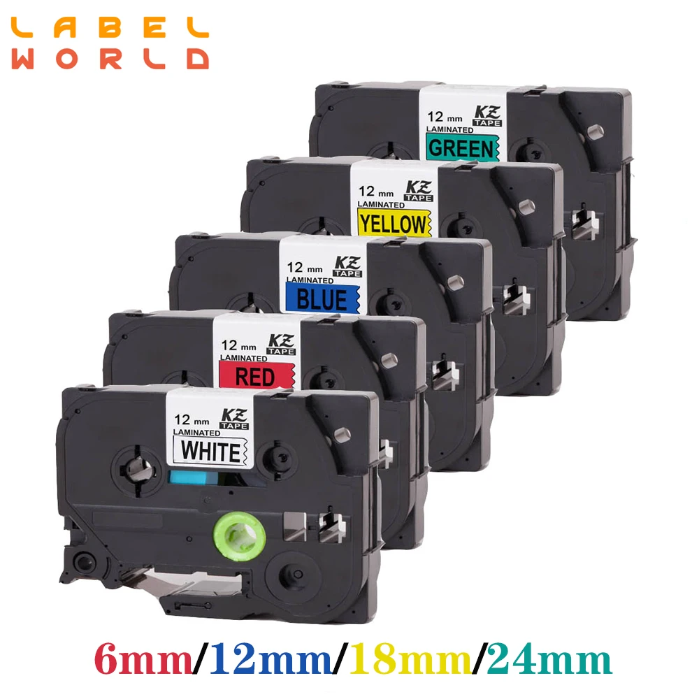 6mm/9mm/12mm/18mm/24mm*8m muticolor ribbon label tapes Compatible for Brother P-TOUCH TZE label printer TZ-231 tz231 221 1PACK