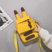 Маленькая сумка на плечо для девочек из Южной Кореи, в японском стиле, с изображением Пикачу, симпатичная мягкая Брезентовая уличная сумка на плечо для девочек, сумка для телефона