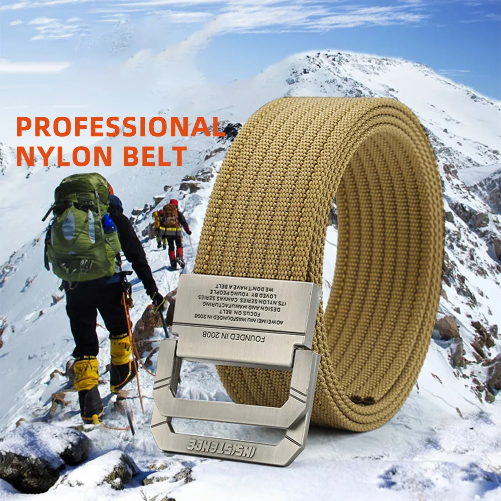 

FDBRO New Nylon Canvas Belt Men's Double Ring Buckle Youth Tide Knitted Tactics Comfortable and Breathable Corrosion Resistant