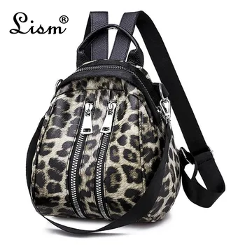 

LISCN Fashion Women's Backpack High Quality Leather Teen Leopard Bag for women 2018 luxury women bags designer
