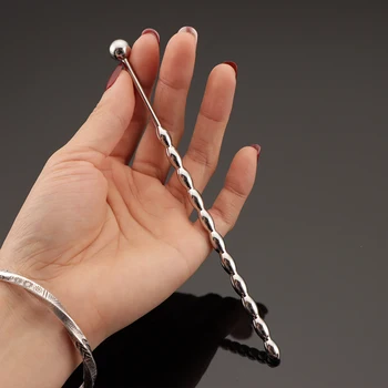 Gourd shape Metal Beads Penis Plug Stainless Steel Urethral Catheter Urethra Dilation Sounding Sex Toy Beaded Insert Rods 2