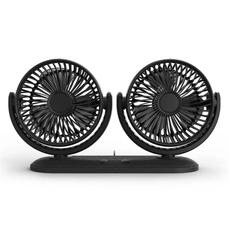 

USB 5V 2A Fan 360° Rotatable Dual Head Car Fan Adjustable 3 Speeds Dashboard Desk Auto Fan for Vehicle Truck Van SUV RV Boat