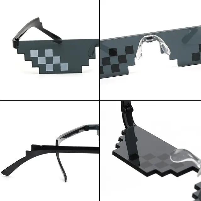 Occhiali da sole mosaico thug life pixel per uomo nero cool_voghion.com