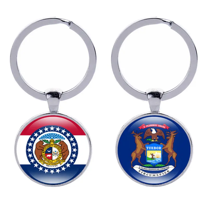 Vintage Map State Flag Keychain Globe Earth Pendant Key Chain Americas Europe Australia Keyfob Christmas Gifts | Дом и сад