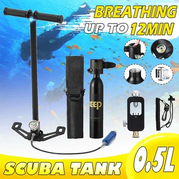 

DIDEEP New 0.5L Mini Scuba Diving Cylinder Oxygen Tank Set Dive Respirator Air Pump for Snorkeling Breath Diving Equipment Black