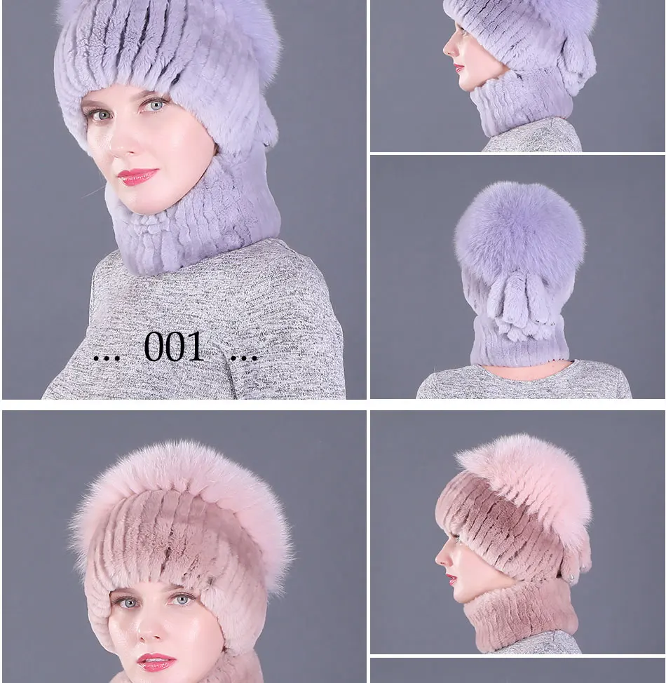 Настоящий мех кролика набор шапка и шарф для женщин Новая мода зима Настоящий Лисий мех волосы роскошный бренд шапка и шарф набор
