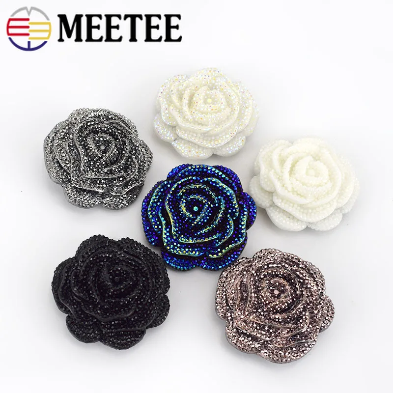 Meetee 5/10/20 шт. 46 мм пластиковые пуговицы стразы из смолы роза цветочное пальто