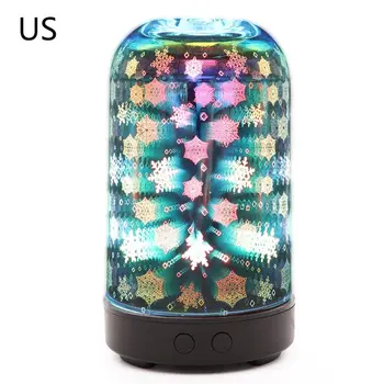 

3D Snowflakes Glass Aroma Diffuser Air Mist Humidifier with 7 Color Night Light