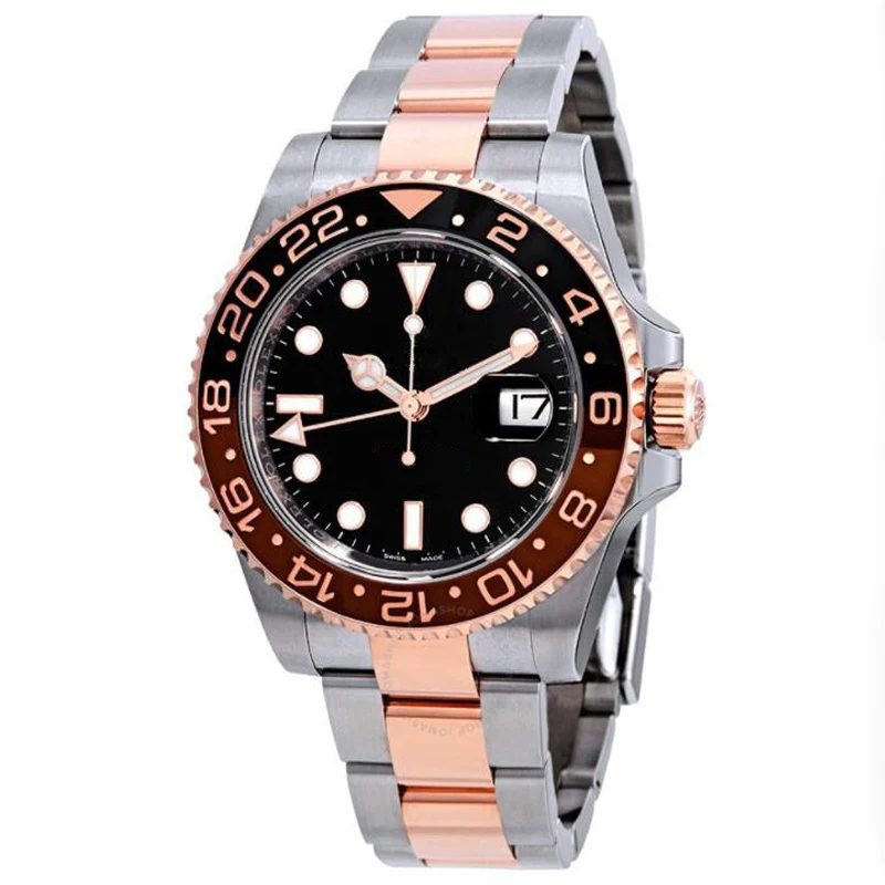 

14 types AAA Quality Automatic watches rose gold GMT II Ceramic Bezel sapphire glass Men Watch 316 Staiinless Band