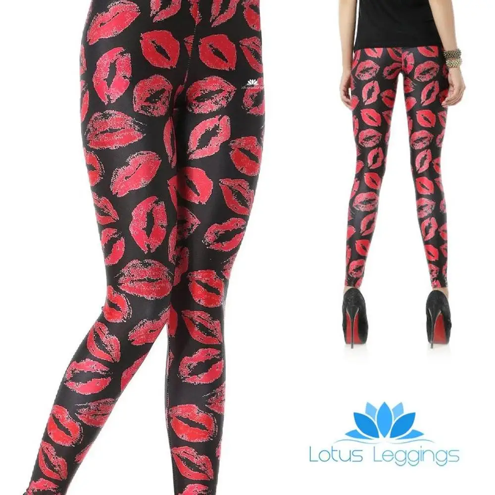 

Red Lips Pattern Digital Printing Sportswear Workout Fashion Leggings Polyester Elastic Force Breathable New Style Leggings