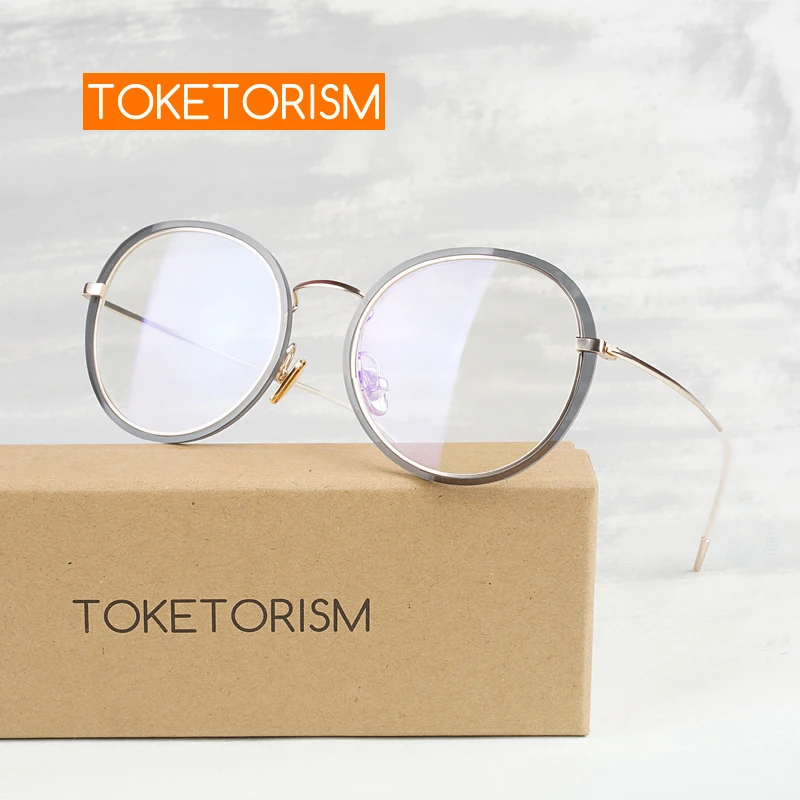 

Toketorism vintage round frame zero diopter plain glasses prescription eyeglasses frames