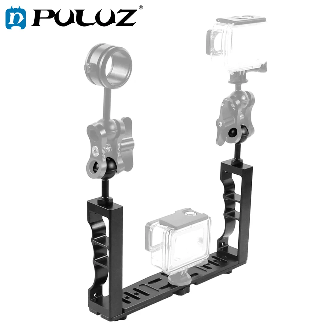 PULUZ Регулируемый Дайвинг двойной ручной CNC алюминиевый держатель лампы для подводной съемки