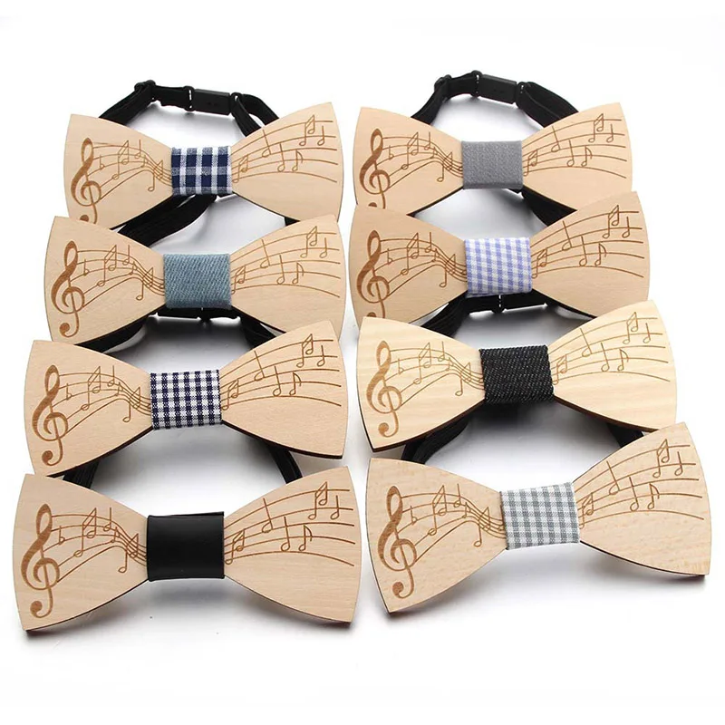 Модная деревянная бабочка, джентльменские галстуки-бабочки, ручная работа, с рисунком нот, галстук для мужчин, одежда для шеи, бант, рождественские галстуки-бабочки