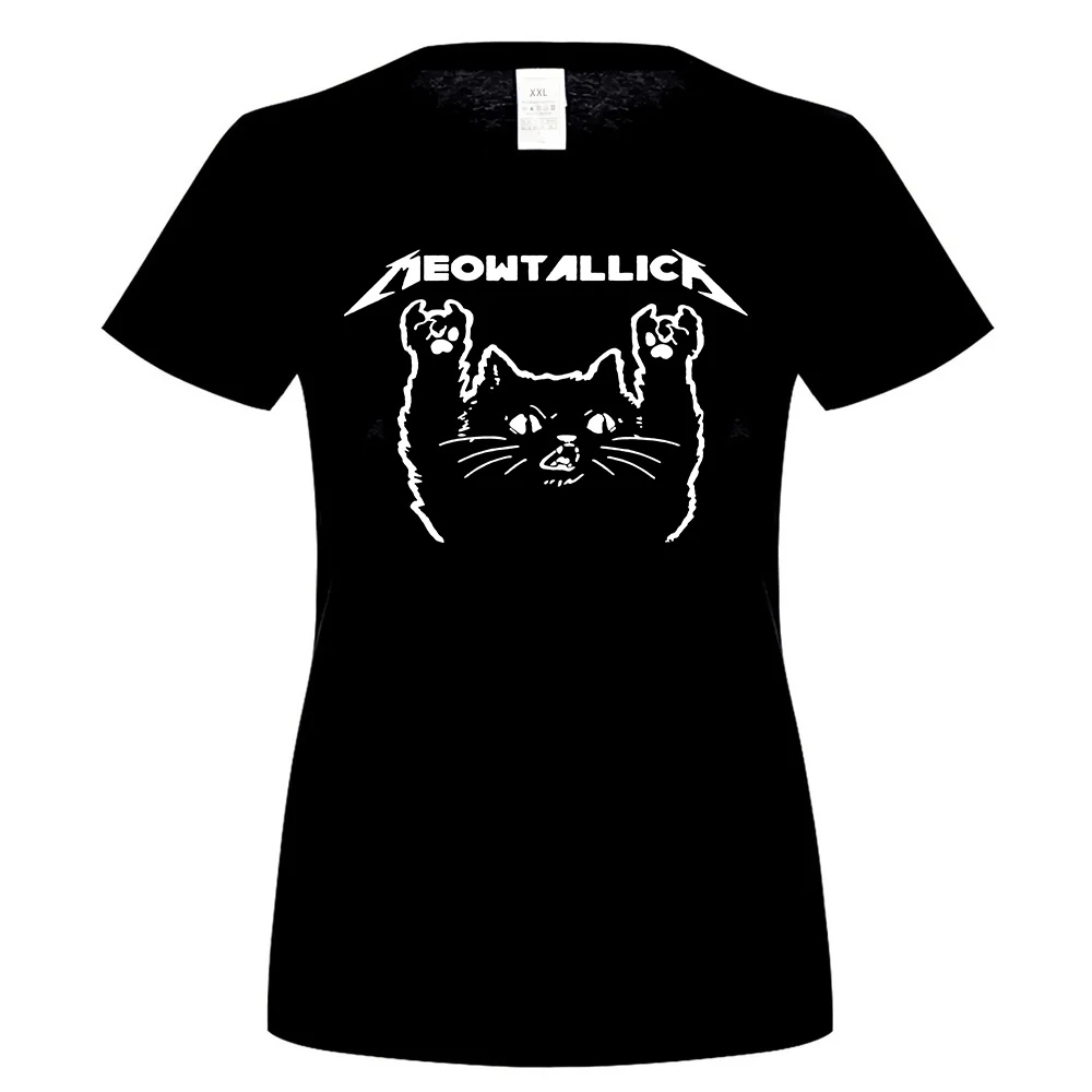 Мужская футболка с изображением кота, рок-музыки, темного вереска, хлопковая S-3Xl, летняя стильная футболка - Цвет: women black