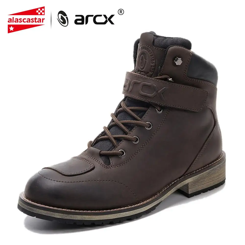 ARCX/мотоботы; водонепроницаемые кожаные ботинки для мотокросса; Мужские Винтажные ботильоны в байкерском стиле; Уличная обувь для путешествий