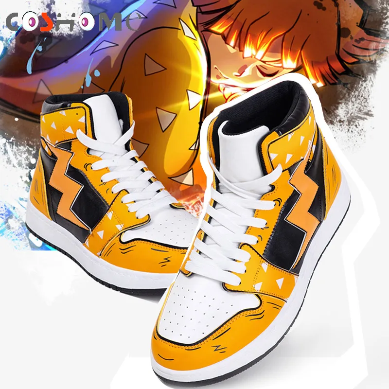 Coshome Anime Demon Slayer Kimetsu no Yaiba Agatsuma Zenitsu Cosplay Shoes  Men Women Sports Boots Boys Girls Sneakers Gym Shoes|Shoes| - AliExpress