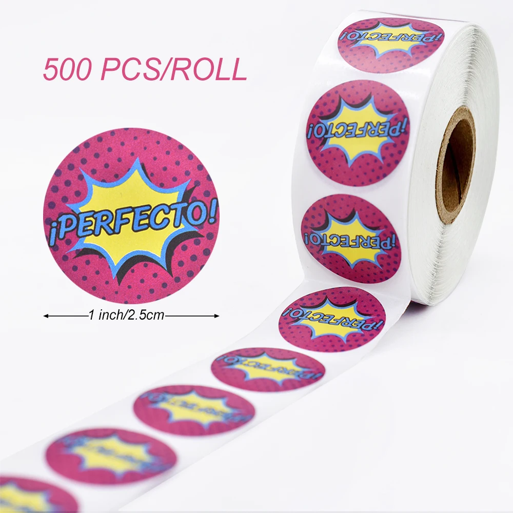 

500pcs/roll Cartoon Stickers Journal Scrapbooking Seal Labels Teacher Encouragement Reward Sticker for Kids Stationery Sticker