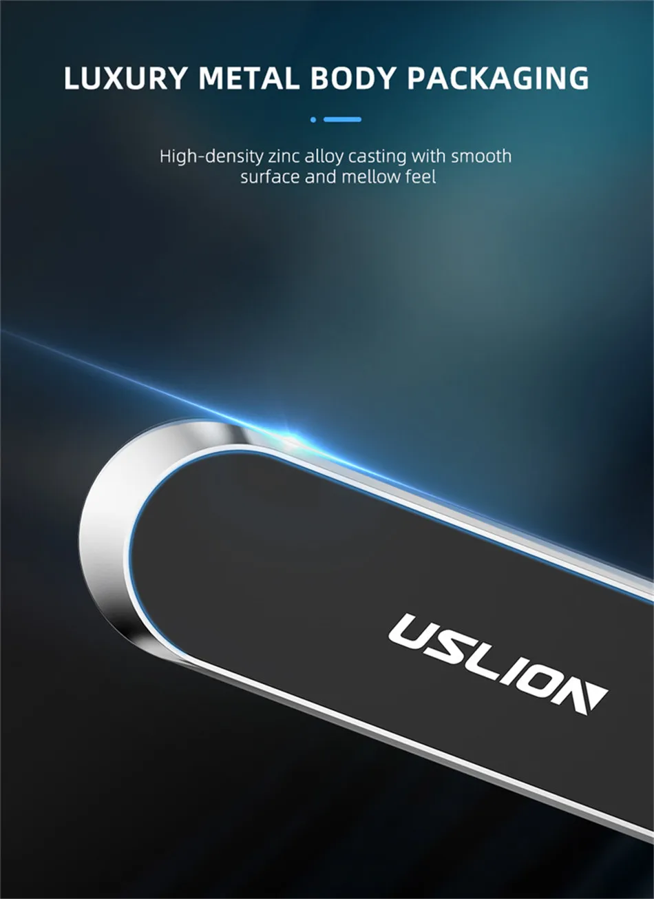 USLION мини Магнитная автомобильная подставка для телефона в полоску для iPhone samsung huawei gps универсальное металлическое магнитное крепление на приборную панель автомобиля