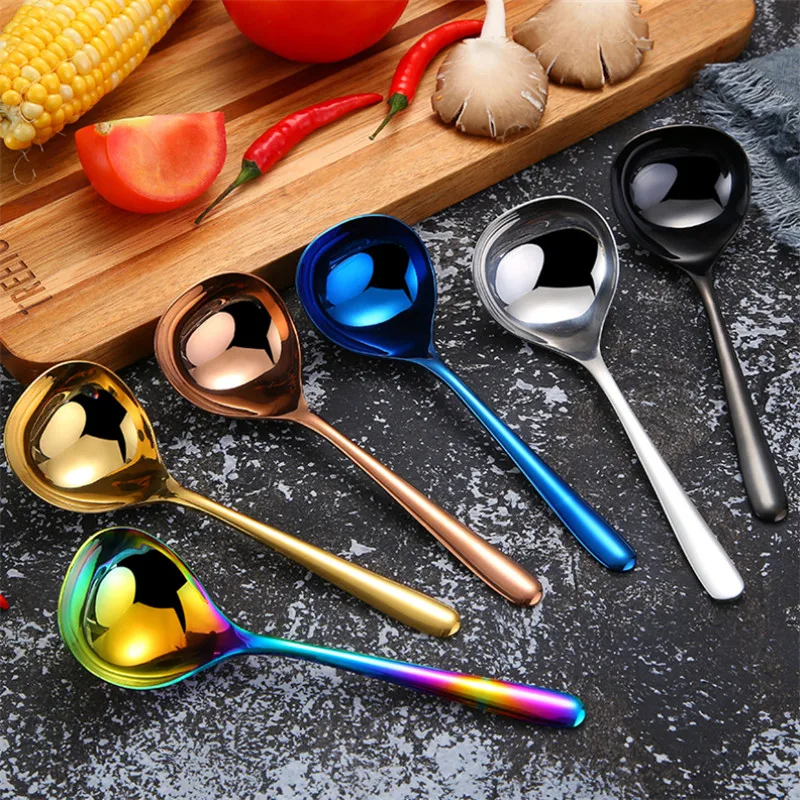

1PC 304 Stainless Steel Soup Spoons With Long Handle Chinese Sliver Dessert Tea Coffee Spoon Kitchen Tools Tableware Soup Ladle