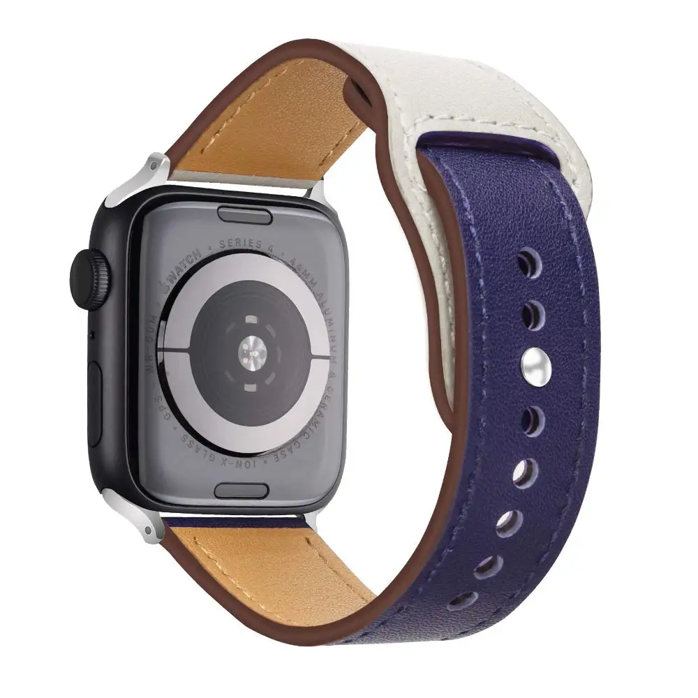 Ремешок из натуральной кожи для Apple Watch 38 мм 42 мм двухцветный браслет для iwatch серии 1 2 3 4 5 44 мм 40 мм аксессуары