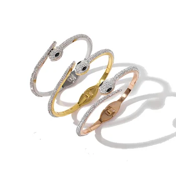 

Brand European and American hot-selling jewelry fashion bracelets exquisitely inlaid stone snake head shape gifts for lovers