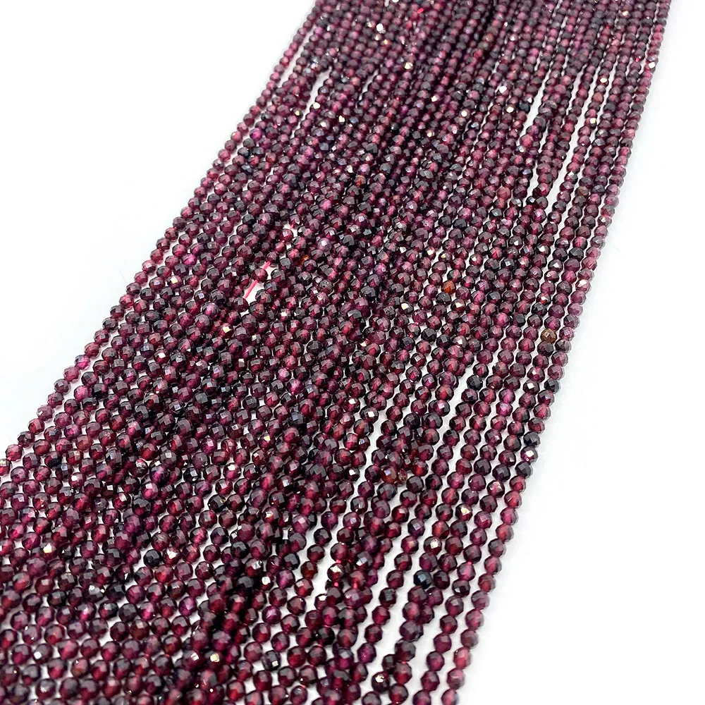Perline di pietra naturale granato rosso scuro rotondo sfaccettato gioielli squisi fai da te creazione di collana braccialetto accessorio regalo 2/3/4 mm  36