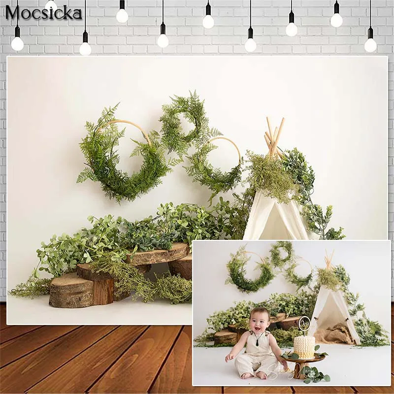 Mocsicka весенний сафари торт разбить Фотофон палатка зеленые листья Декор Детский