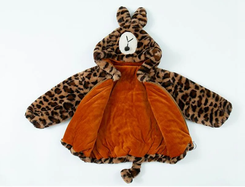 CROAL CHERIE Winter Kids Girls Jacket Halloween Clothing Warm Leopard Fleece Fur Boys Winter Coat Outerwear Snowsuit  (2)