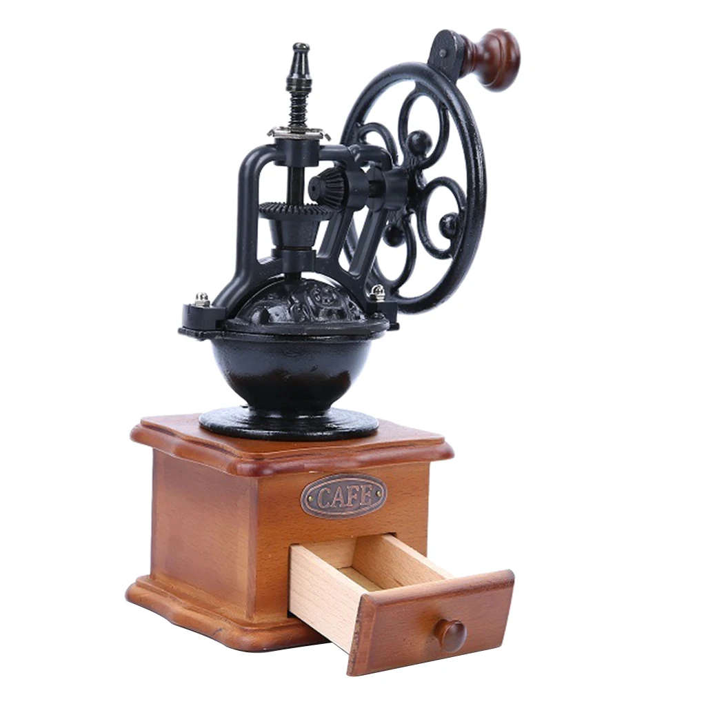 Manual Coffee Grinder Retro Style Wood Coffee Bean Mill Grinding Home Decor