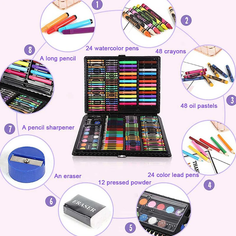 Paintbrush Children Crayons Student Watercolor Pen Art Supplies Painting Set Stationery Learning Oil Pastel