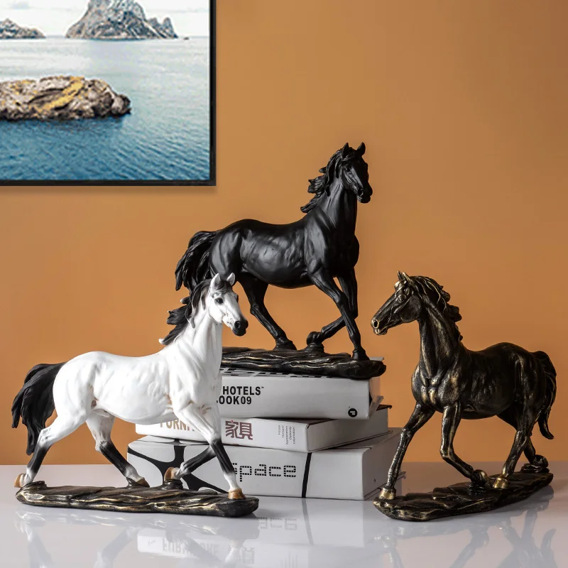 Feng Shui desk Resin Horse Figurines Animal Statue Vintage Home Decor bookshelf Crafts Ornaments office Decoration Accessories