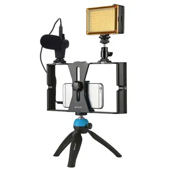 

PULUZ Smartphone Video Rig + LED Studio Light + Video Microphone + Mini Tripod Mount Kits with Cold Shoe Tripod Head for iPhone