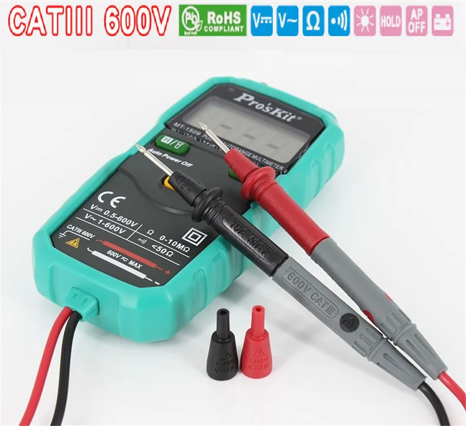 

New Taiwan Pro 'skit MT-1508 MT-1509 Smart Pocket Type Automatic Range Digital Multimeter Anti-burn High Precision Multimeter