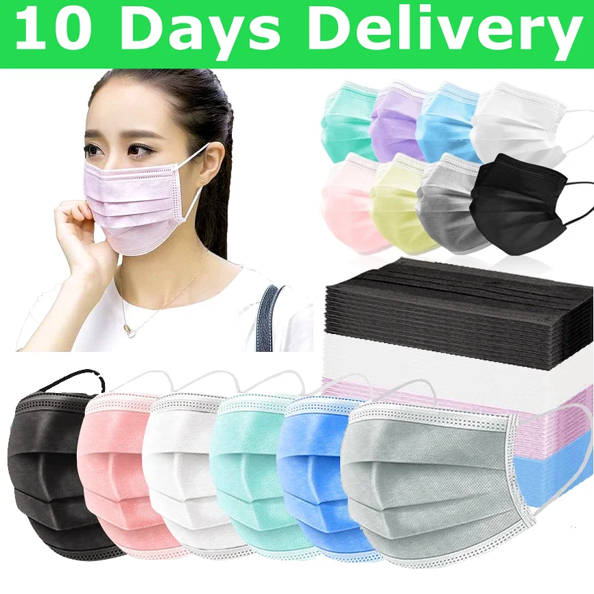 

Colored Disposable Face Mask Breathable mascarillas quirurgicas homologadas 3 Layer NonWoven Filter Cloth Mouth Protective Masks