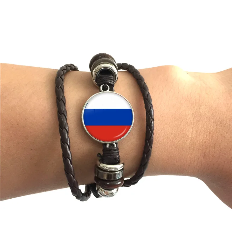 Кожаный браслет с национальным флагом, Корея, Сербию, Россию, Словению, Аргентина, Соединенные Штаты, Турция, Испания, Доминика ювелирные изделия для женщин и мужчин - Окраска металла: 6