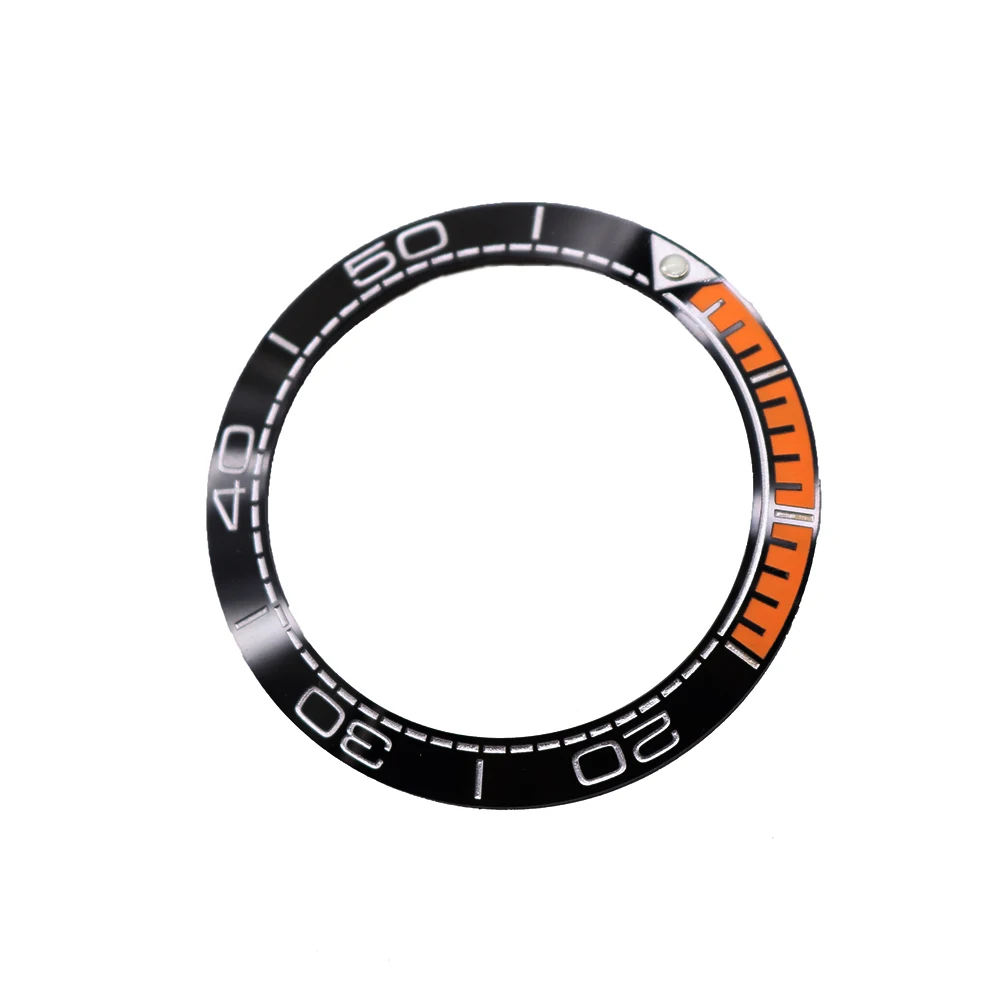 CARLYWET Watch Bezel Pure Ceramic Black Orange with Silver Writing 41.5mm outside for SEAMASTER PLANET OCEAN 600M COLLECTION