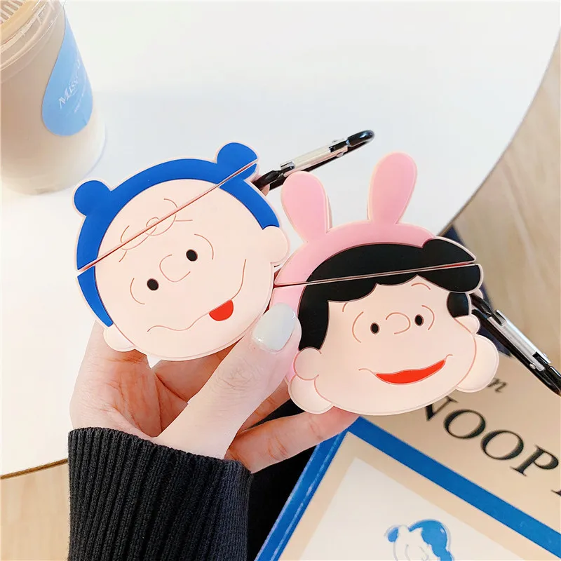 

For AirPod 2 Case 3D Hat Charlie Lucy Cartoon Soft Silicone Wireless Earphone Cases For Apple Airpods Case Cute Cover Funda