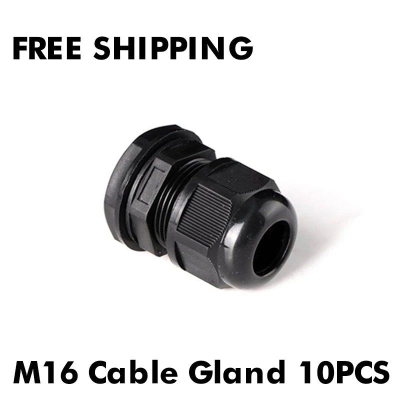 Waterproof IP68 Cable Gland presse etoupe etanche 10pcs Cable entry Strain Relief Cord Grip M16 Grey Black Plastic Nylon
