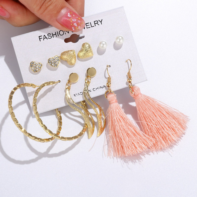 Tassel Earrings For Women Boho Acrylic Earrings Crystal Set Long Shell Stud Earring 2020 Brincos Female Fashion Jewelry