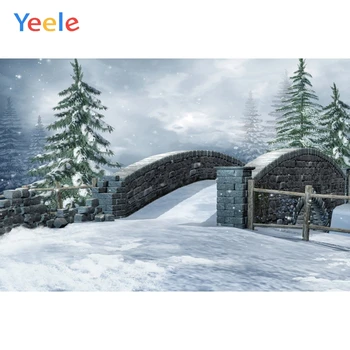 

Christmas Tree Winter Bridge Forest Snow Snowflake Nature Backdrop Photography Background For Photo Studio Vinyl Photophone Prop