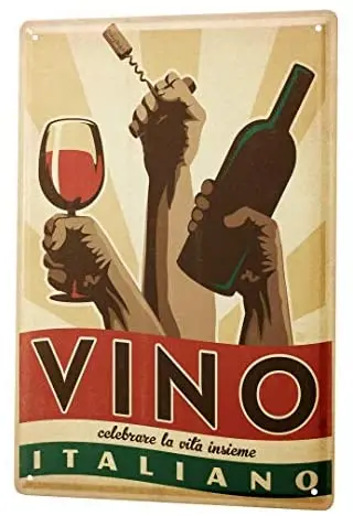 Signage Metal Plate Decoration Home Plaque Food Restaurant Italian Wine 8X12 Inches | Дом и сад