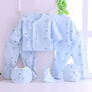 

7Pcs Newborn Baby Clothing Set Trousers+Bib+Hat+ Long SleeveTop + Belly Protecti A2UB
