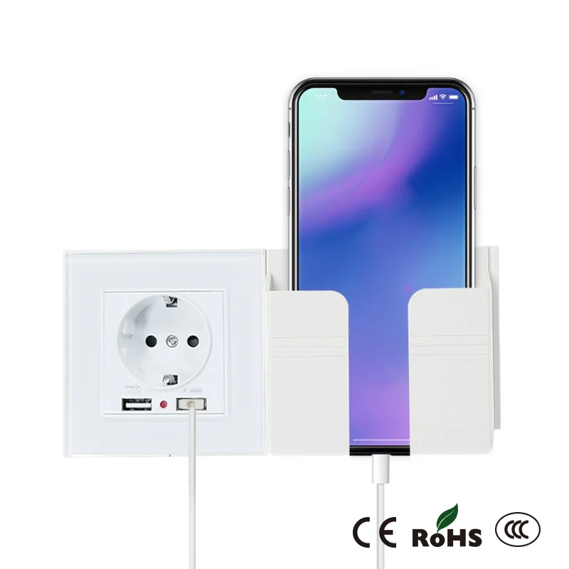 Electrical Wall Socket Mobile Phone Holder Smartphone USB Charging Stand Rack Holders Plug Android iOS phones USB Wall Socket