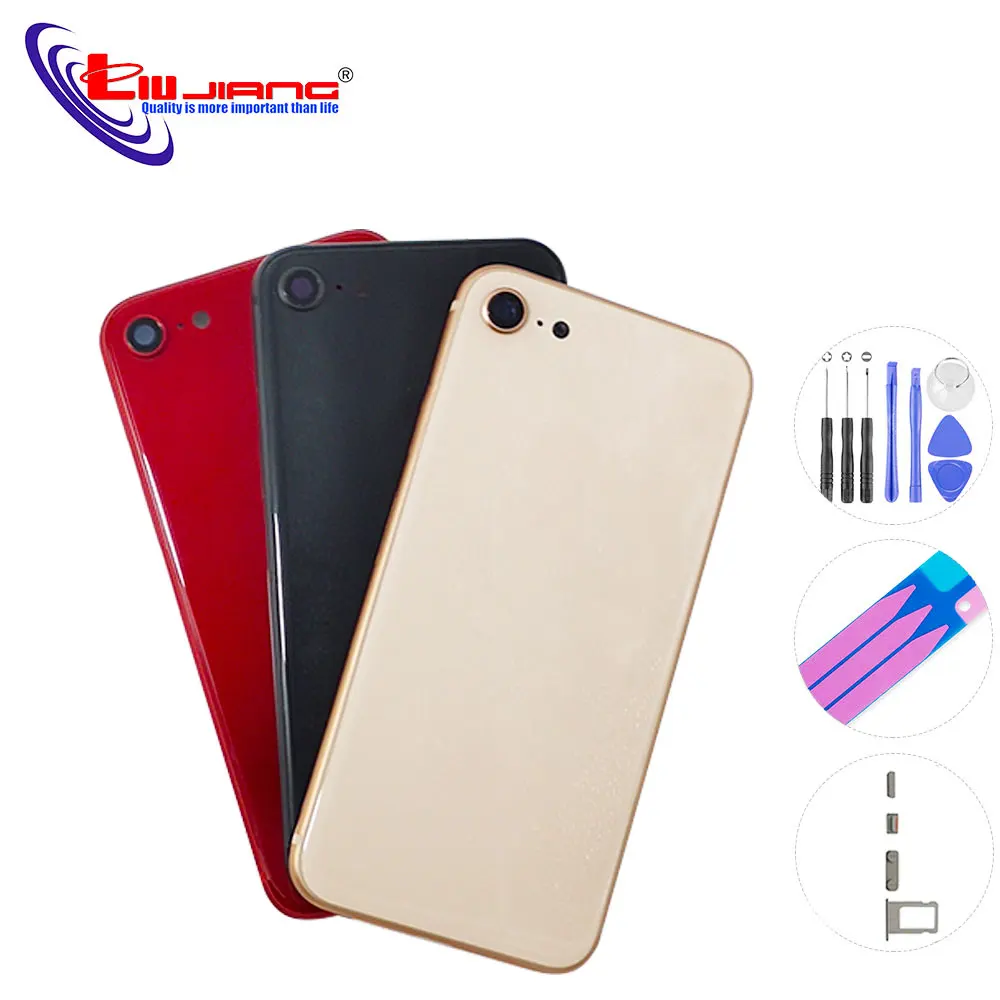 

high quality Back Cover for iPhone 8 8 Plus Glass Rear Back Housing Battery Door Middle Frame Chassis with installation tool