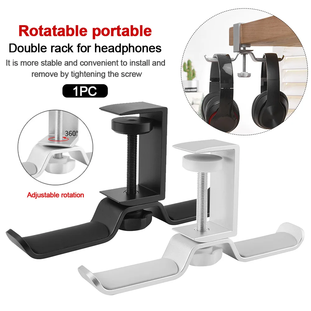 Adjustable Clamp Rotatable Hanger Non Slip Home Office Desk Holder Aluminum Alloy Multifunctional Portable Headphone Stand