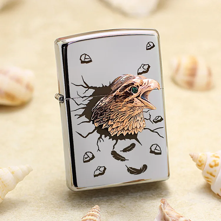 

Genuine Zippo oil lighter copper windproof Limited Edition 3D Golden Eagle cigarette Kerosene lighters anti-counterfeiting code