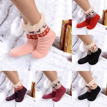Зимние толстые носки для женщин; теплые рождественские толстые нескользящие носки-тапочки; рождественские подарки; нескользящие домашние носки-тапочки с героями мультфильмов